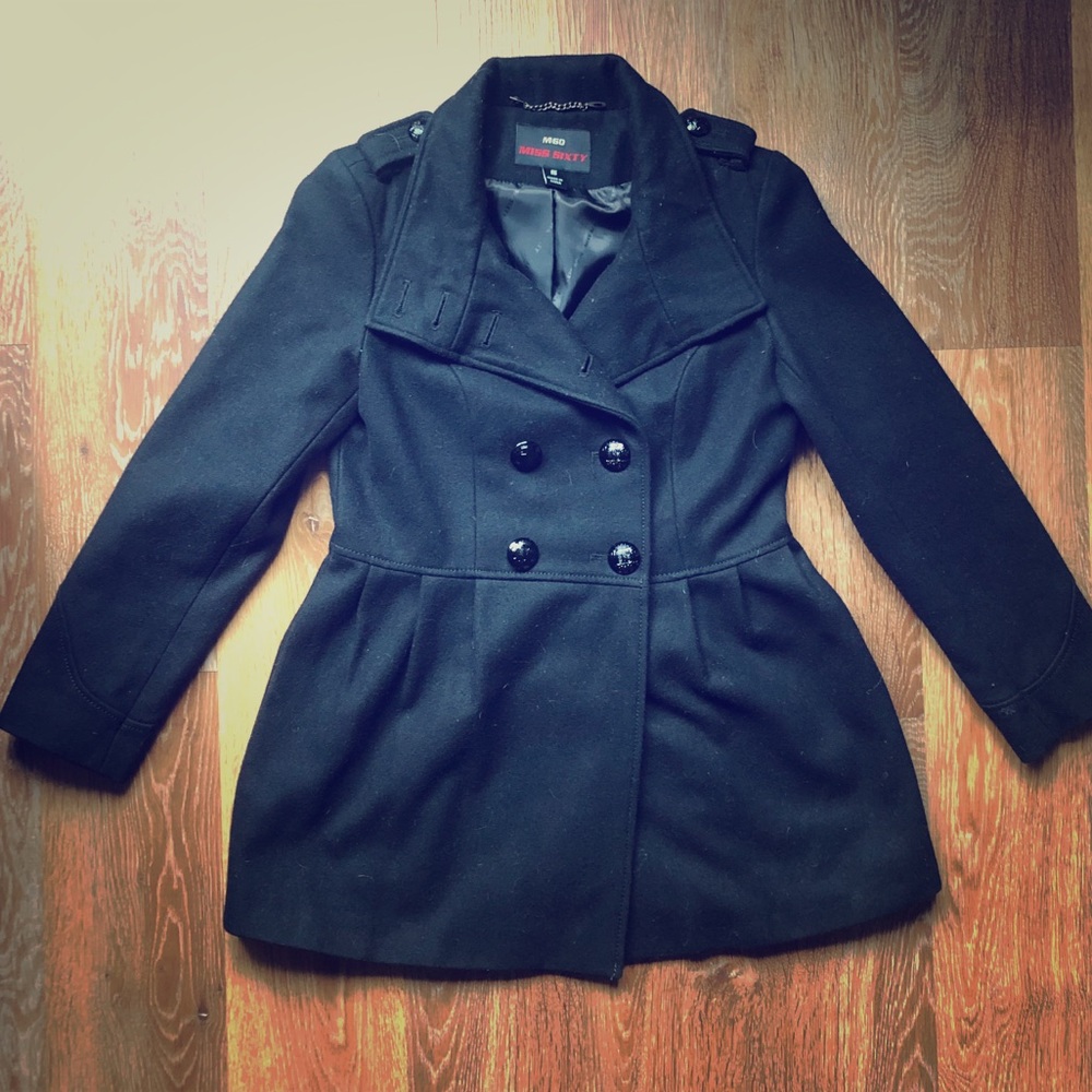 Miss Sixty Black Peacoat Size S